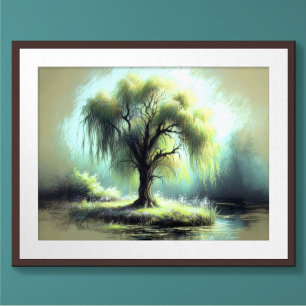 Pastel Zeichnend einsam weinender Wildbaum Poster