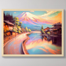 Pastel Zeichnend Fuji Sunset Japanisch