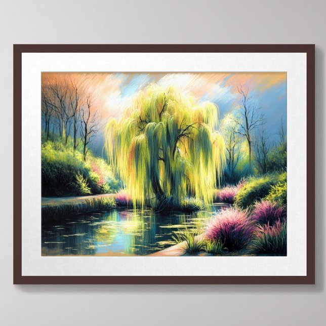 Pastel Zeichnend Gartenteich Weinend Wilder Baum Poster (Von Creator hochgeladen)