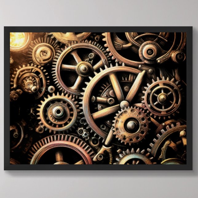 Pastel Zeichnend Gears Cogs Steampunk Poster (Von Creator hochgeladen)