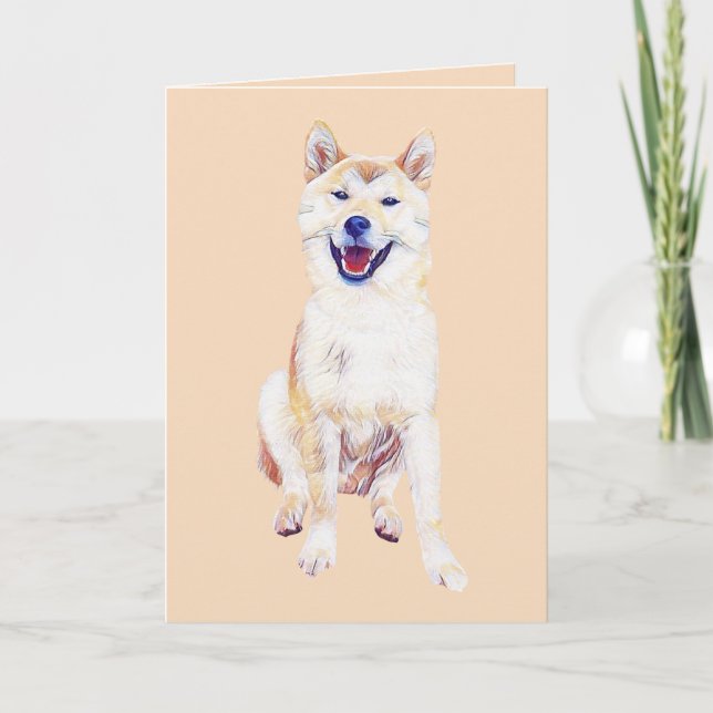 Pastel Zeichnend glückliche Shiba Inu Grußkarte Karte (Vorderseite)