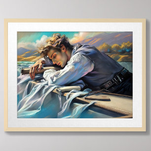 Pastel Zeichnend Man Daydreaming surrealistisch Poster