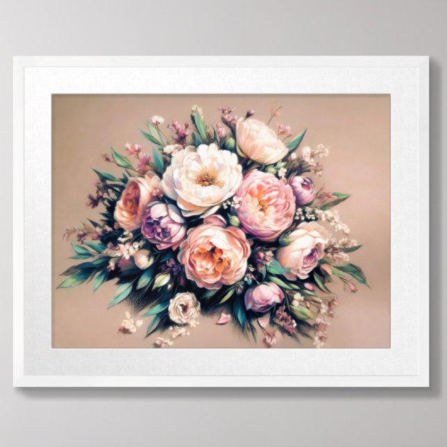 Pastel Zeichnend Peony Bouquet Pink Poster (Von Creator hochgeladen)