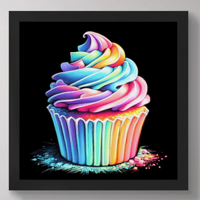 Pastel Zeichnend Regenbogen Swirl Zuckerguss Cupca Poster (Von Creator hochgeladen)