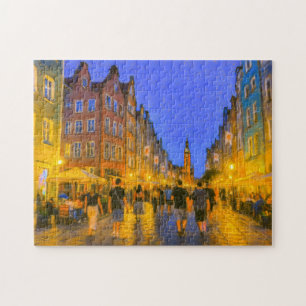 Pastel zeichnend Stadttor Danzig Blick auf Neptun Puzzle