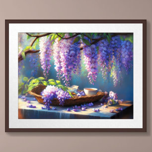 Pastel Zeichnend Wisteria Blühender Wein Poster