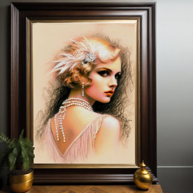 Pastel Zeichnete die Flapper Girl Blonde der 1920e Poster (Von Creator hochgeladen)