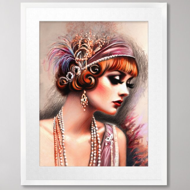Pastel Zeichnete die Flapper Girl Red Hair der 192 Poster (Von Creator hochgeladen)