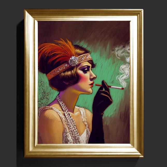 Pastel Zeichnete die Flapper Girl Smoking-Serie de Poster (Von Creator hochgeladen)
