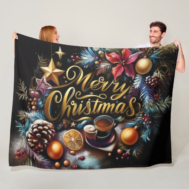 Pastel Zeichnete eines Weihnachtsbeiches Fleecedecke (Beispiel)