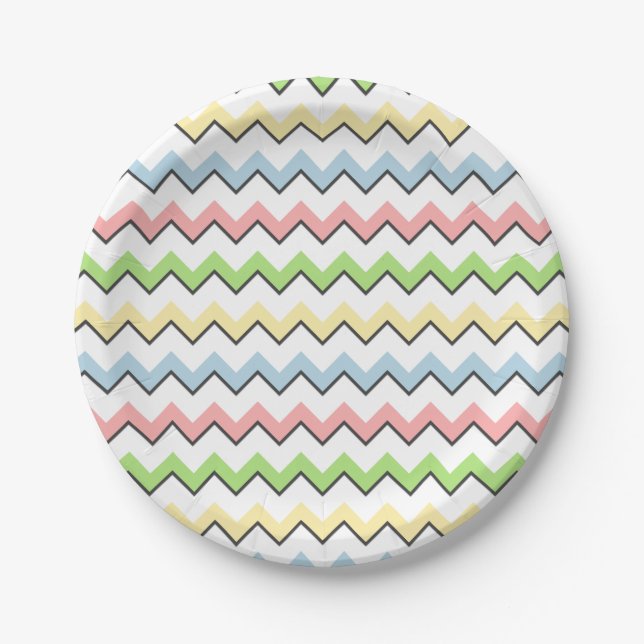 Pastel Zickzack Drop Shadow von Shirley Taylor Pappteller (Vorderseite)