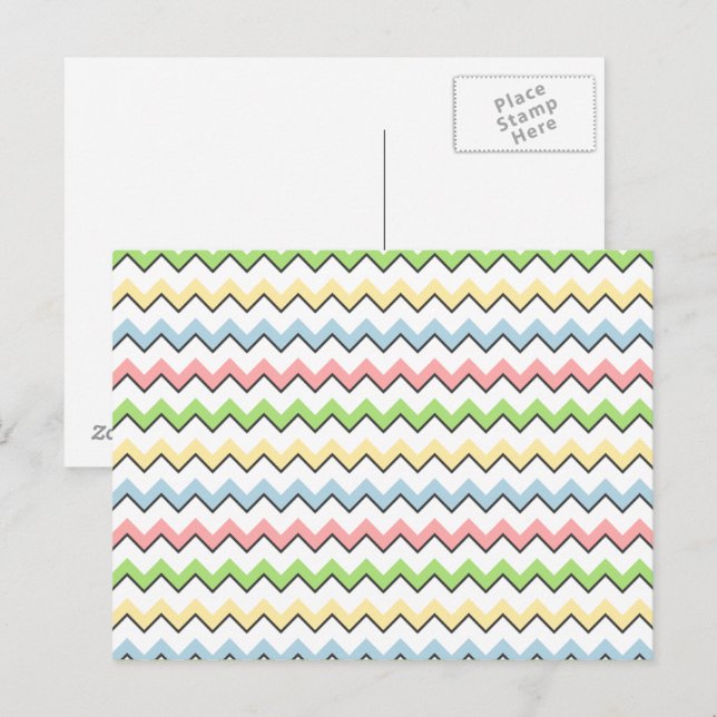 Pastel Zickzack Drop Shadow von Shirley Taylor Postkarte (Vorne/Hinten)