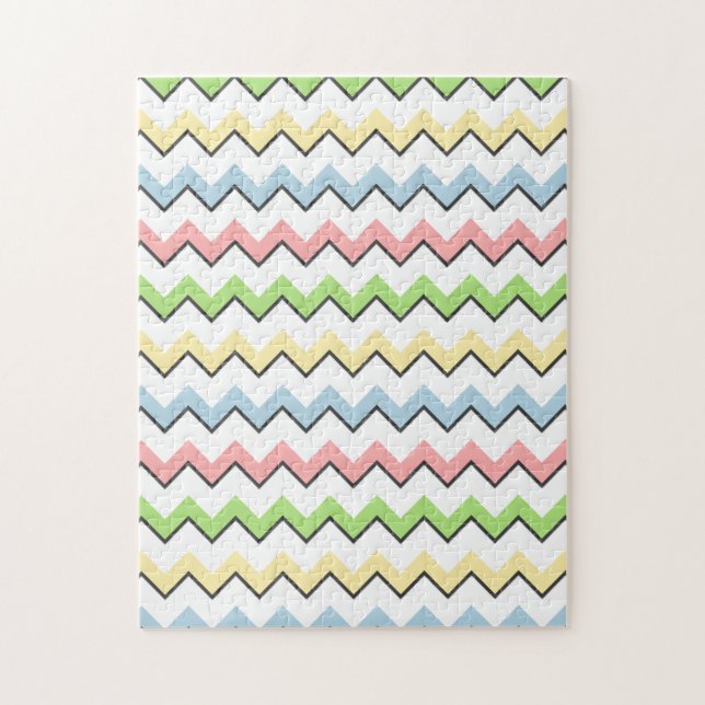 Pastel Zickzack Drop Shadow von Shirley Taylor Puzzle (Vertikal)