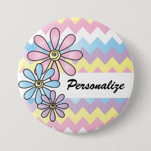 Pastel Zickzack Floral DIY Name Button