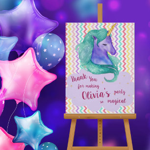 Pastel Zickzack Magical Danke Unicorn Geburtstag Poster