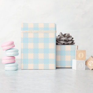 Pastelblau blauer Gingham kariert geprüft Geschenkpapier
