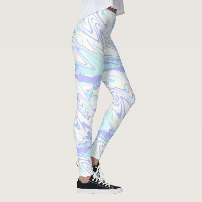 Pastelblau Lila-gelbe holografische Impression Leggings (Rechts)