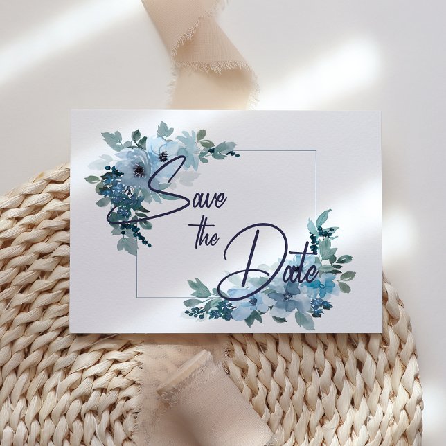 Pastelblaue Rose Save the Date (Von Creator hochgeladen)