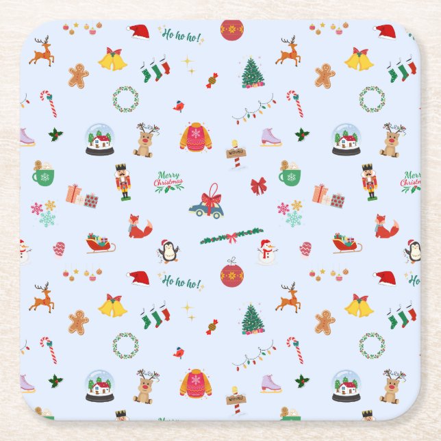 Pastelblaue Weihnachtsdekoration - Zuhause Rechteckiger Pappuntersetzer (Vorderseite)