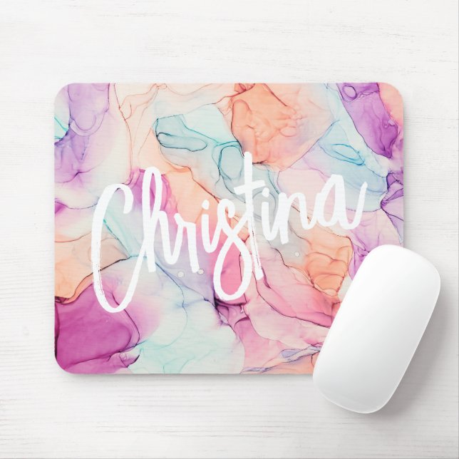 Pastelfarben Alkohol Tinte Muster Mousepad (Mit Mouse)