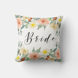 Pastelfarben Blume Bänder-Bride-Typografie Kissen