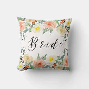 Pastelfarben Blume Bänder-Bride-Typografie Kissen