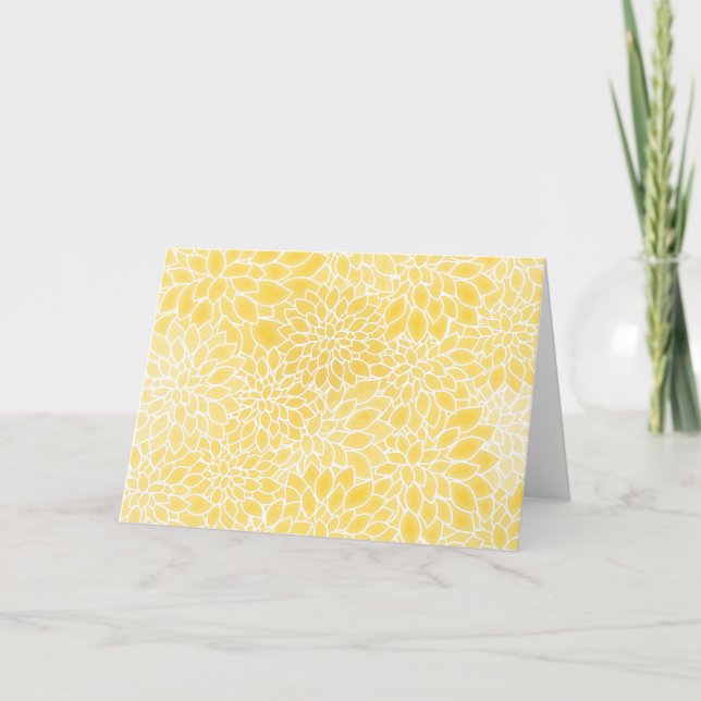 Pastelgelbe Dahlien Karte (Vorderseite)