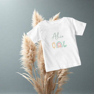 Pastelgelber Regenbogen 1. Geburtstag Party Bab Baby T-shirt