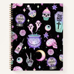 Pastelgoth, schwarz, Hardcover Spiral Notebook Notizbuch