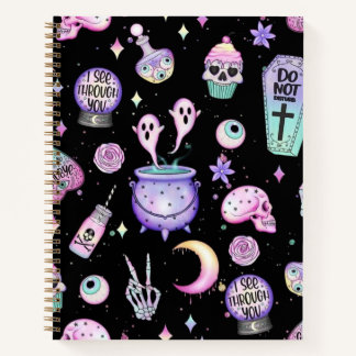 Pastelgoth, schwarz, Hardcover Spiral Notebook Notizbuch