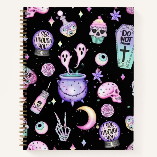 Pastelgoth, schwarz, Hardcover Spiral Notebook Notizbuch (Vorderseite)