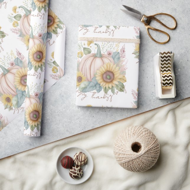 Pastelkürbis und Boho-Brauch Geschenkpapier (Kunsthandwerk)