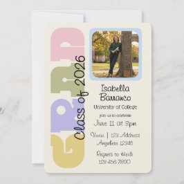 Pastell-Absolventenbild Abschlussfeier Einladung