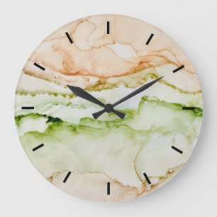 Pastell Abstrakt Bio grüner Aprikose Große Uhr