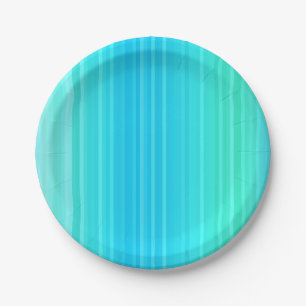 Pastell Abstrakt Türkis Blaue Streifen Pappteller