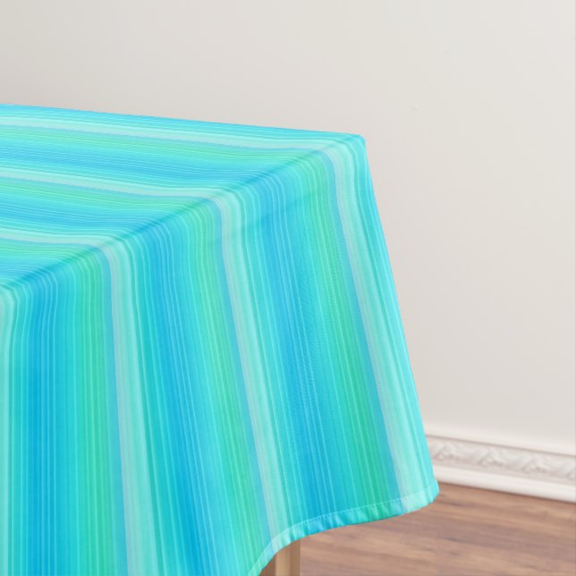 Pastell Abstrakt Türkis Blaue Streifen Tischdecke (Beispiel)