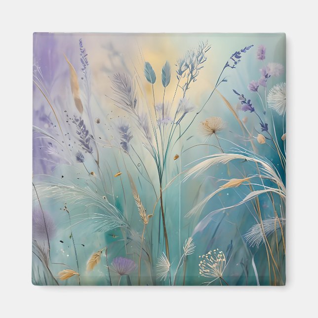 Pastell, Abstrakte Flüstern der Natur, Gras II Magnet (Vorne)