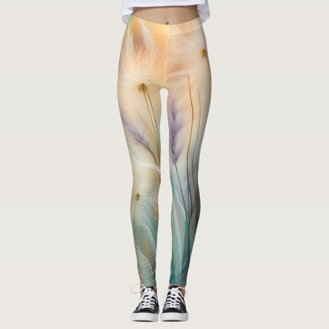 Pastell, Abstrakte Weichweizer, Gräser V Leggings (Vorderseite)