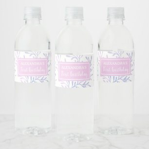 Pastell-Algen-Meerjungfrau-Mädchen 1. Geburtstag Wasserflaschenetikett