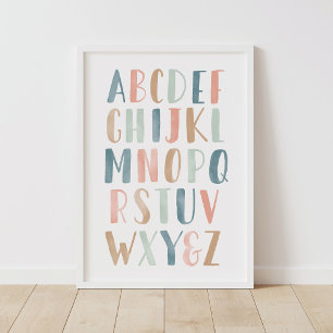 Pastell-Alphabet ABC Mädchen-Nursery-Dekor Poster