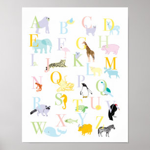 Pastell Animal ABC Print Poster