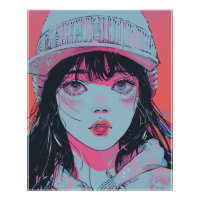 Pastell-Anime-Mädchen-mit-Beanie-Kunst