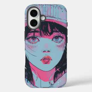 Pastell-Anime-Mädchen-mit-Strickmütze-Kunst iPhone 16 Hülle
