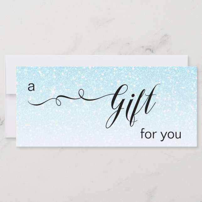 *~* Pastell Aqua Blue Glitzer Trendy Gift Card (Vorderseite)