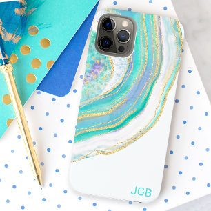 Pastell Aqua und Purpur Achat mit Monogramm Case-Mate iPhone Hülle
