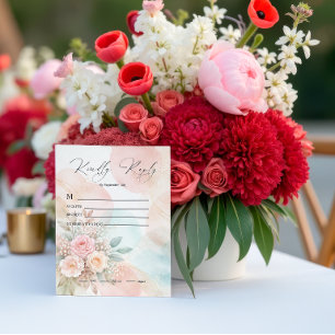 Pastell-Aquarell-Blumen-Abstrakte-Formen-Hochzeit RSVP Karte