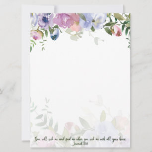 Pastell-Aquarell-Blumen-Jeremia 29:13 Schrift Karte