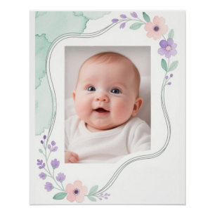 Pastell-Aquarell-Blumen-Leerrahmen mit welliger Fo Poster