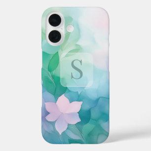 Pastell-Aquarell-Blumen-Monogramm-iPhone-16-Hülle iPhone 16 Hülle