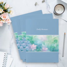Pastell-Aquarell-Blumen-personalisierte Ordner